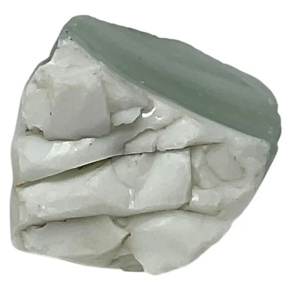 Milk Glass Clear Layered Art Glass Cullet Glowing Manganese Slag Glass‎ #5GX88